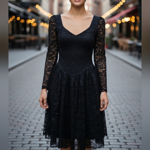 SCARLETT's Vintage 80s Lace Gothic Witchy Grunge Dress - Picture 1 of 13
